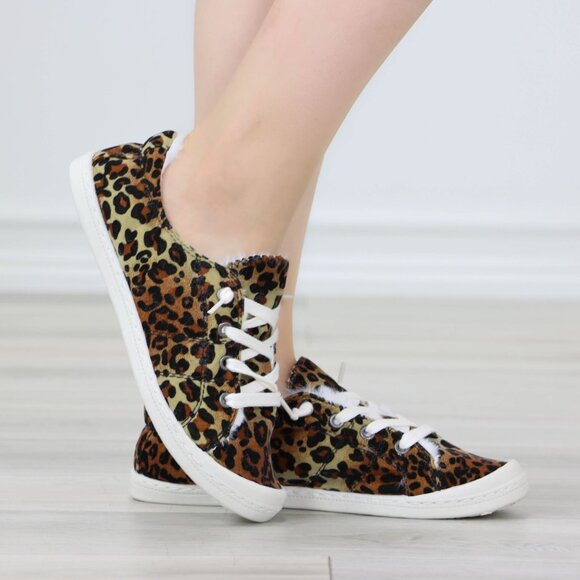 Leopard Women's Flat Sneakers Suede Lace Up Round Toe Warm Knit Lining - Picture 9 of 13
